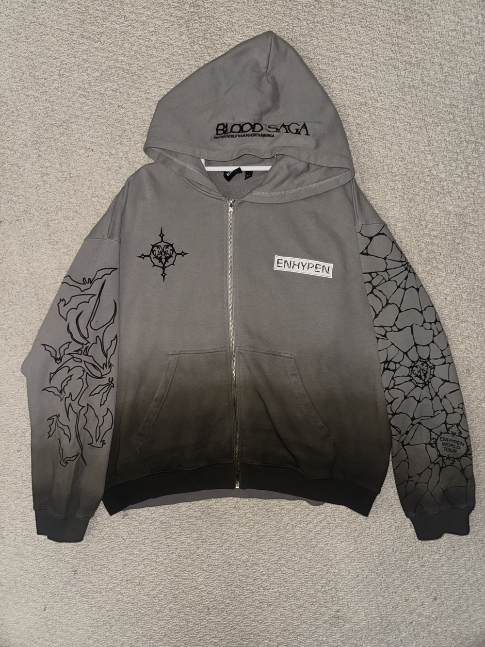 NEW ENHYPHEN Hype Blood Saga Gray Ombre Zip-Up Hoodie
